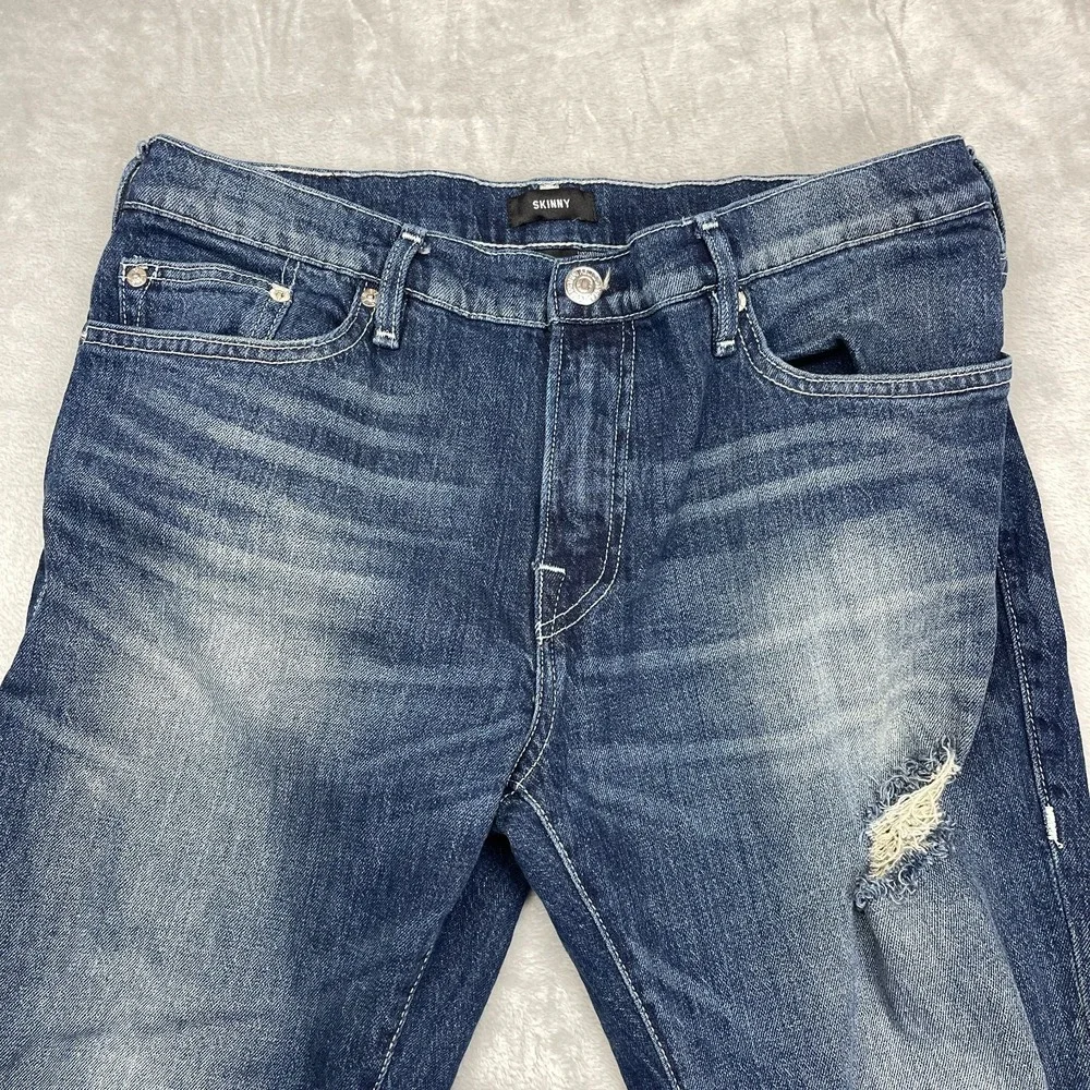 True Religion Jeans Mens 36 Blue Denim Faded Distressed Streetwear‎ Skinny Leg